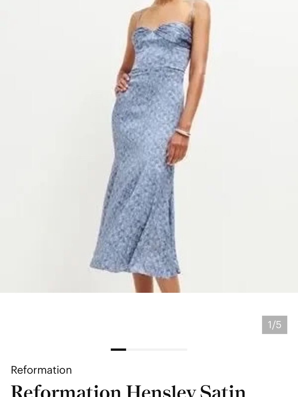 Reformation Light Blue Floral Satin Midi Dress